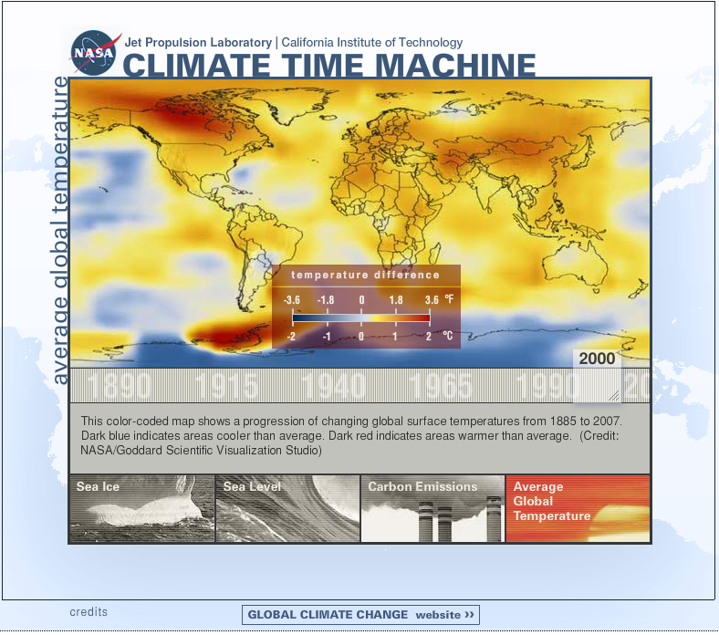 NASA Climate Time Machine - a graphical simulation