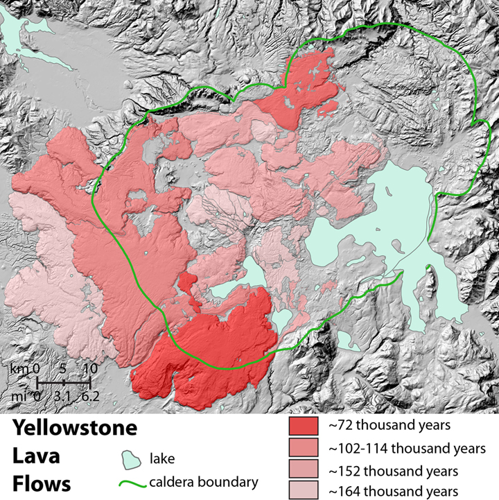 post-caldera lava flows from Yellowstone volcano