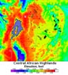 Image of a map that shows the elevation data for the Rwanda region.  This image links to a more detailed image.