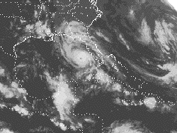 Image of a hurricane hitting the United States coast.