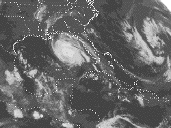 Image of a hurricane hitting the United States coast.